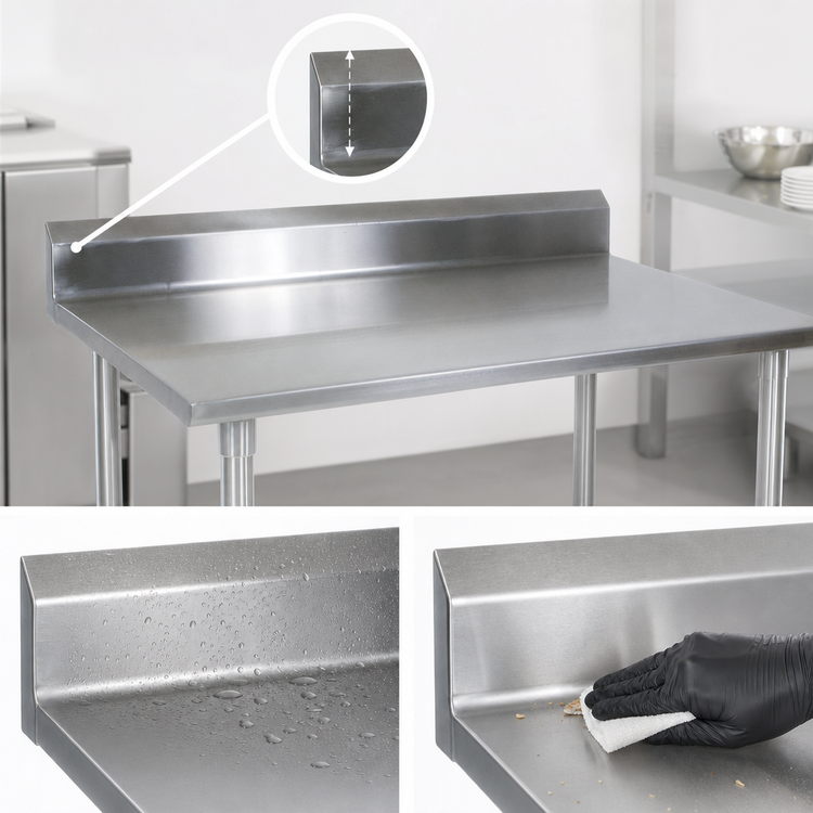 Product image #4 for John Boos Stallion 108-Inch x 36-Inch Stainless Steel Work Table with 5-Inch Backsplash and Safety Edge
