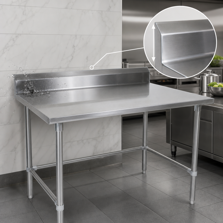 Product image #4 for John Boos Stallion 84-Inch x 24-Inch Stainless Steel Work Table with 5-Inch Backsplash and Safety Edge