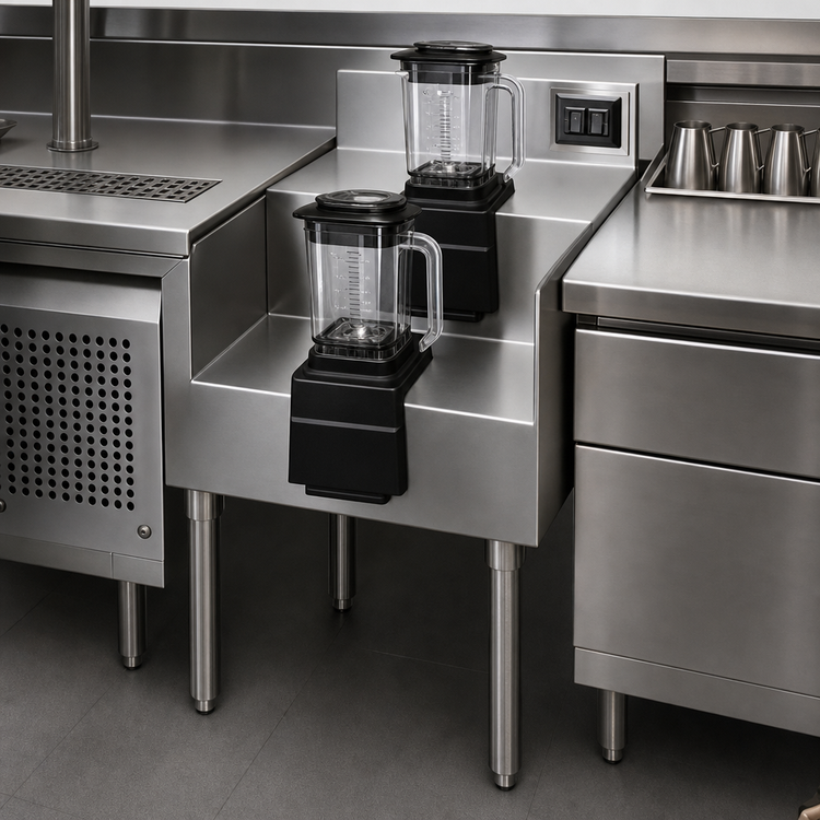 Product image #4 for Eagle Group 1800 Series Underbar Double Step-Down Blender Station Add-On Unit with Duplex Receptacle, 18-Inch Wide