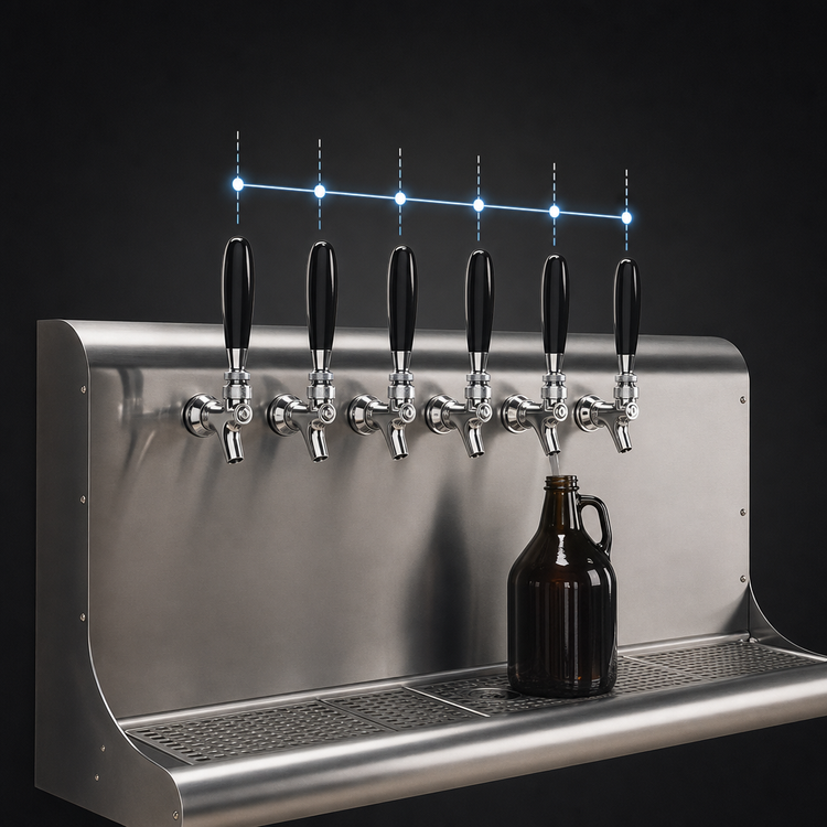 Product image #4 for Perlick 6-Faucet Modular Wall-Mount Glycol-Cooled Draft Beer Dispensing Tower, Back Lead-Out