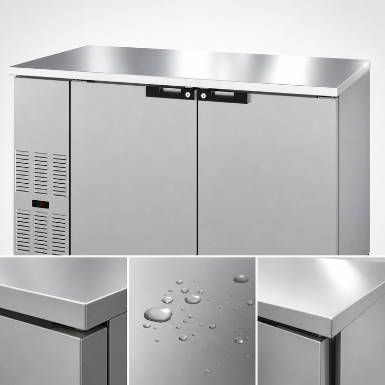Product image #4 for Hoshizaki BB59-S Two-Section Back Bar Refrigerator with Solid Locking Swing Doors, Stainless Steel Exterior, 59-1/2 Inch Wide