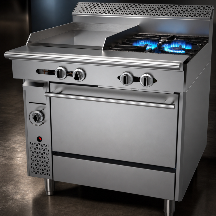 Product image #4 for Garland Cuisine Series Heavy Duty 36-Inch Gas Range with 2 Open Burners, 18-Inch Thermostatic Griddle, and Standard Oven