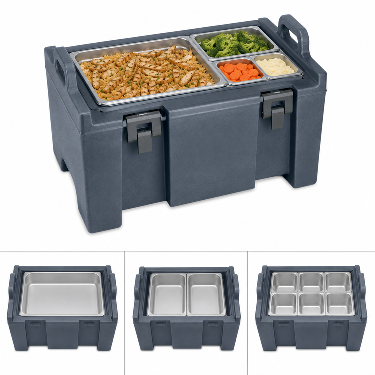 Product image #5 for Cambro Ultra Pan Carrier Top-Loading Insulated GN Food Pan Carrier, 40 Qt., Granite Gray