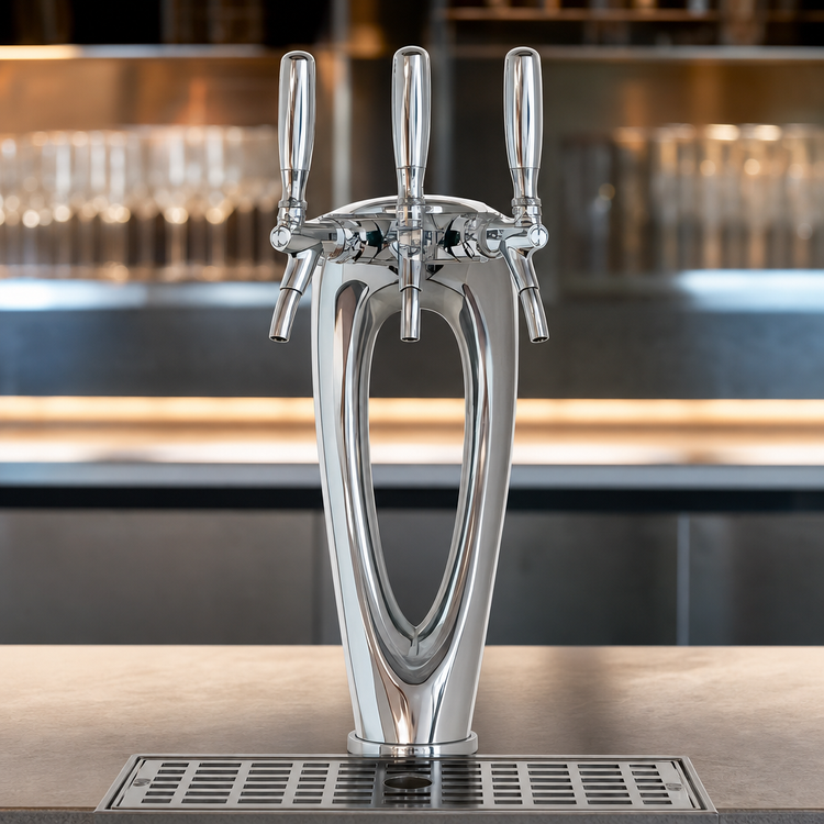 Product image #4 for Mystique Countertop Glycol-Cooled 3-Faucet Draft Beer Tower, Polished Chrome Finish