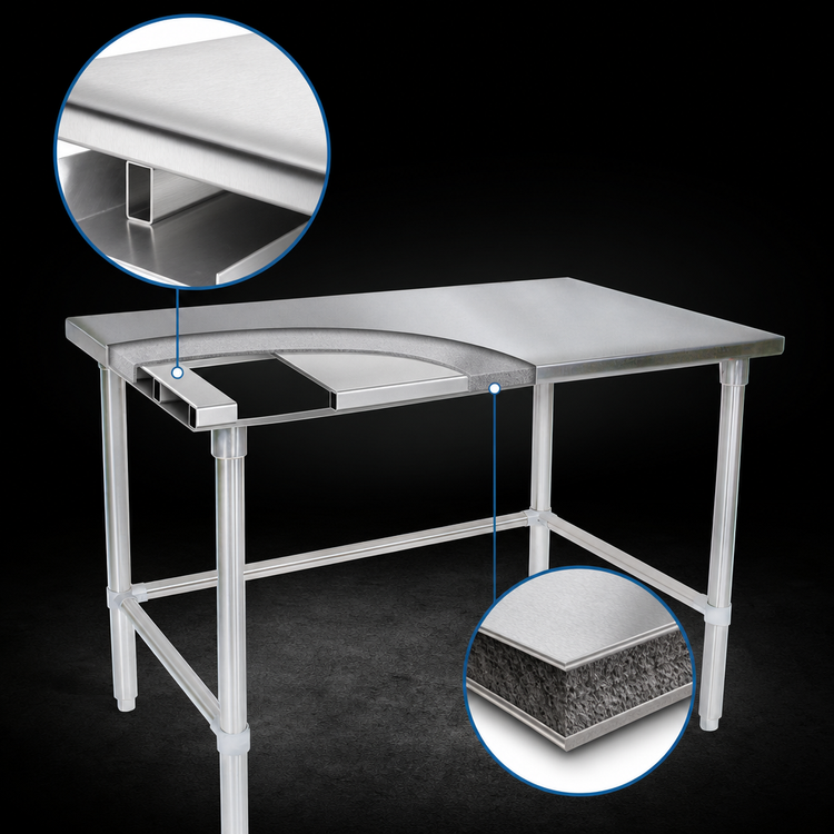 Product image #4 for John Boos Stallion 84 Inch Wide x 24 Inch Deep Stainless Steel Work Table with Stallion Safety Edge