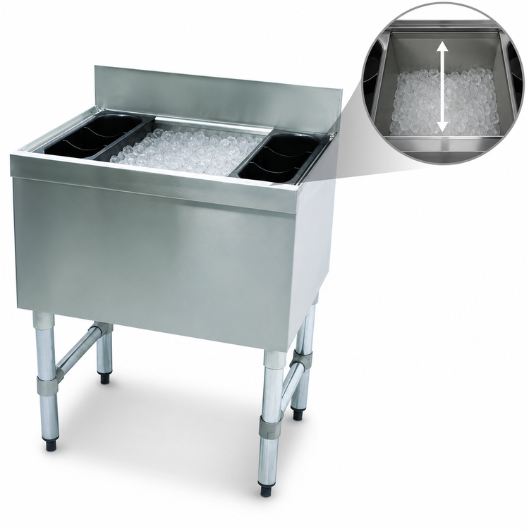 Product image #4 for Advance Tabco Special Value 24-Inch Wide Cocktail Unit Bar Ice Bin with 12-Inch Deep Ice Bin and 7-Circuit Cold Plate