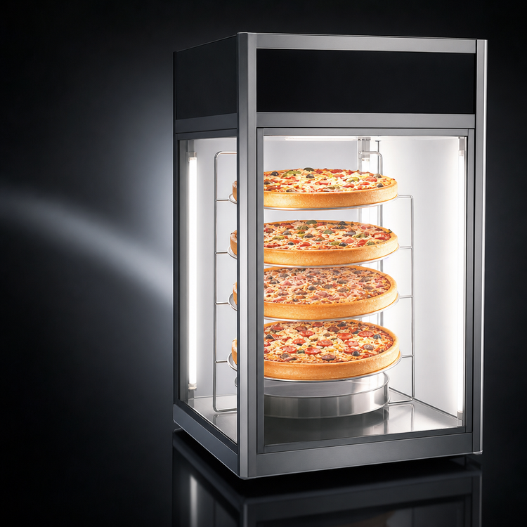 Product image #4 for Hatco Flav-R-Savor Tall Countertop Hot Food Holding and Display Cabinet with 1 Door and Rotating 4-Tier Circle Rack
