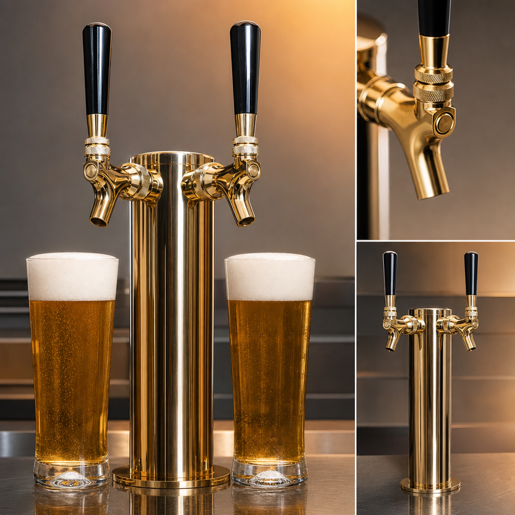 Product image #4 for Countertop Glycol-Cooled Single-Column Draft Beer Tower with 2 PVD Brass Faucets