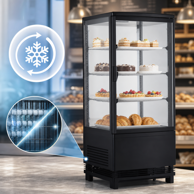 Product image #4 for BakeryXpress Countertop Refrigerated Display Case with 1 Hinged Glass Door and 3 Adjustable Shelves