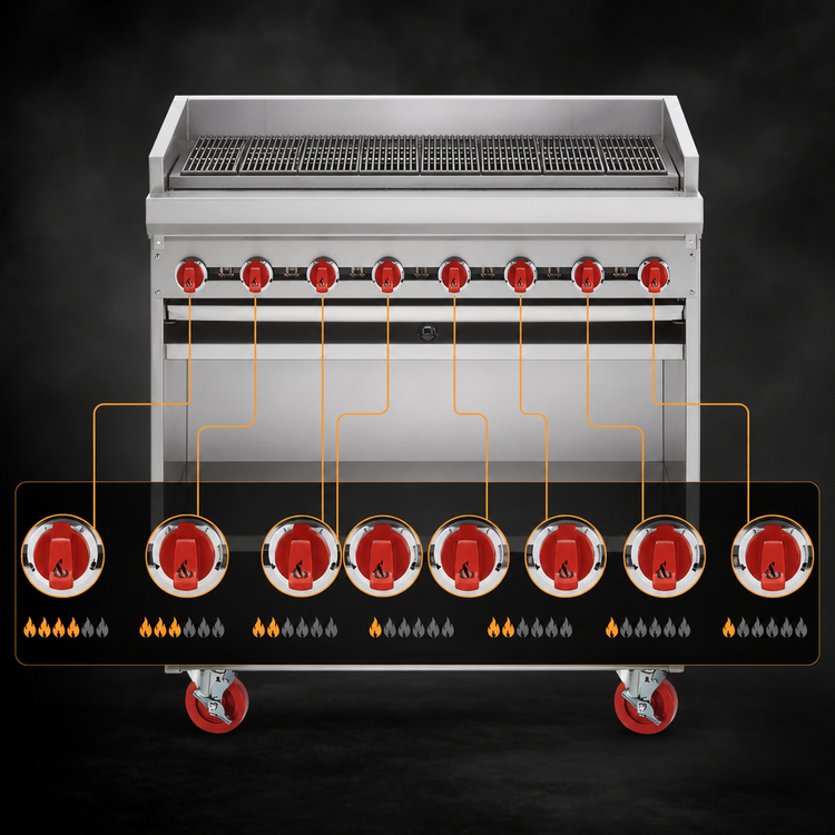 Product image #4 for American Range ADJF-48 48-Inch Floor Model Adjustable Gas Charbroiler with Cabinet Base, 8 Burners
