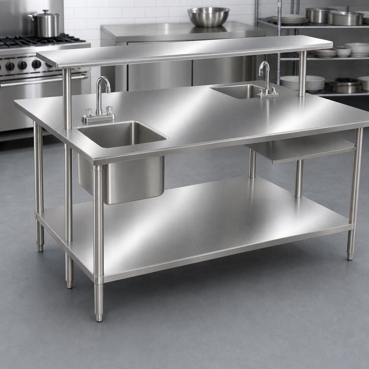 Product image #4 for Advance Tabco Stainless Steel Work Table with Adjustable Undershelf, 108 x 48 Inches, Open Base