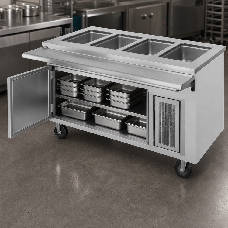 Product image #4 for Randell Mobile Electric Hot Food Table with Heated Storage Base, 6 Wells, 86 Inch