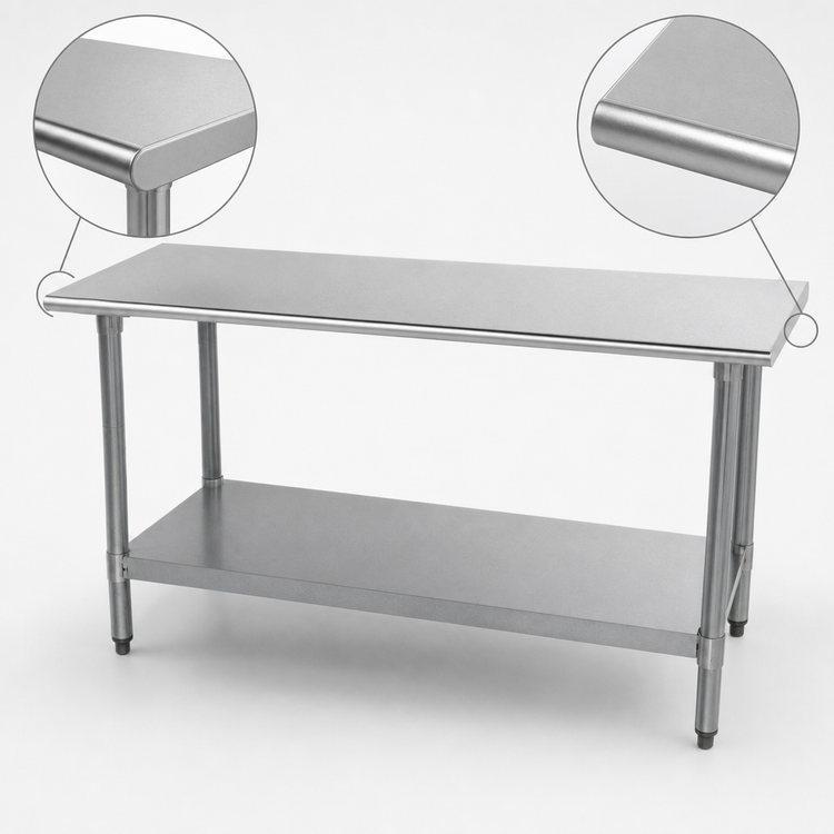 Product image #4 for Advance Tabco Special Value Series 84 Inch x 24 Inch 18-Gauge 430 Stainless Steel Work Table with Galvanized Undershelf
