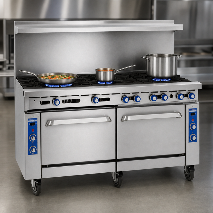 Product image #4 for Imperial Pro Series 72-Inch Gas Restaurant Range with 12 Open Burners and 2 Standard Ovens