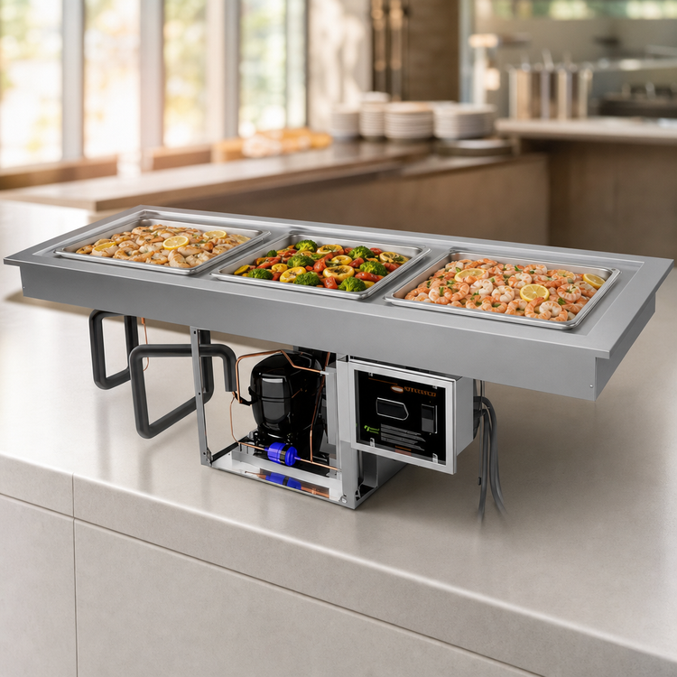 Product image #4 for Hatco FTBP-S3 Slim Drop-In Frost Top, 80.81-Inch, 3 Full-Size Sheet Pan Capacity, R-290