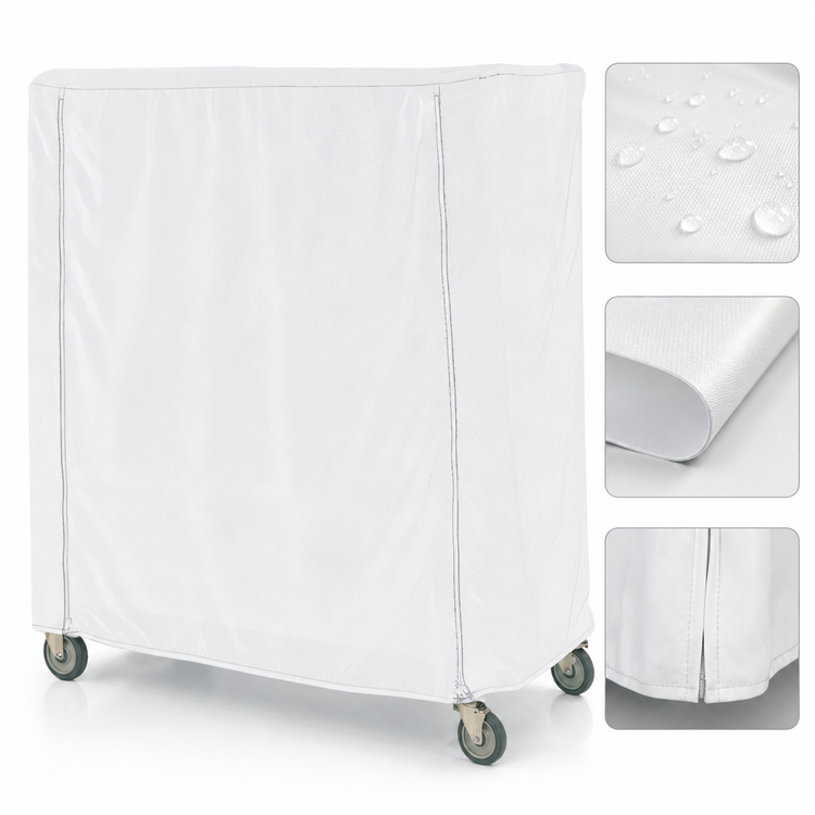 Product image #4 for Metro Waterproof Vinyl-Nylon Coated Queen Mary & Banquet Cart Cover, 48 x 21 x 74 Inches, White