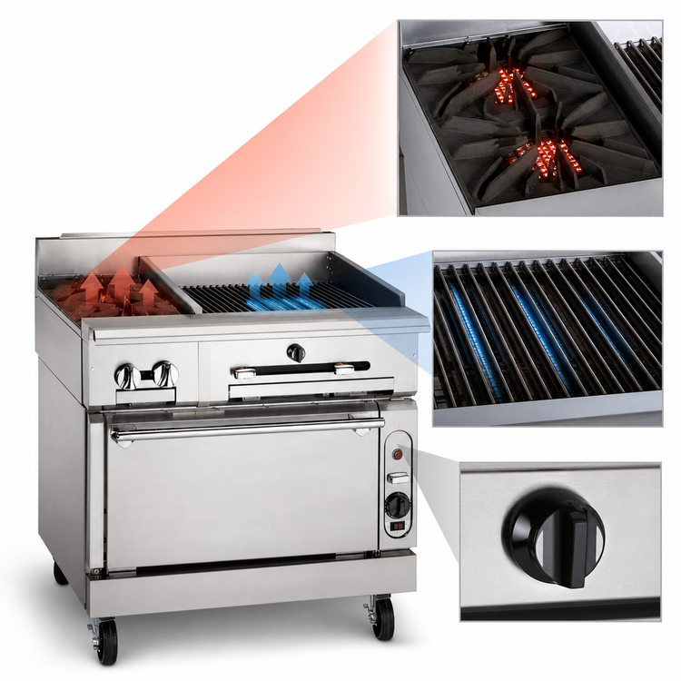 Product image #4 for Vulcan 36-Inch Heavy Duty Gas Charbroiler Range with Convection Oven Base