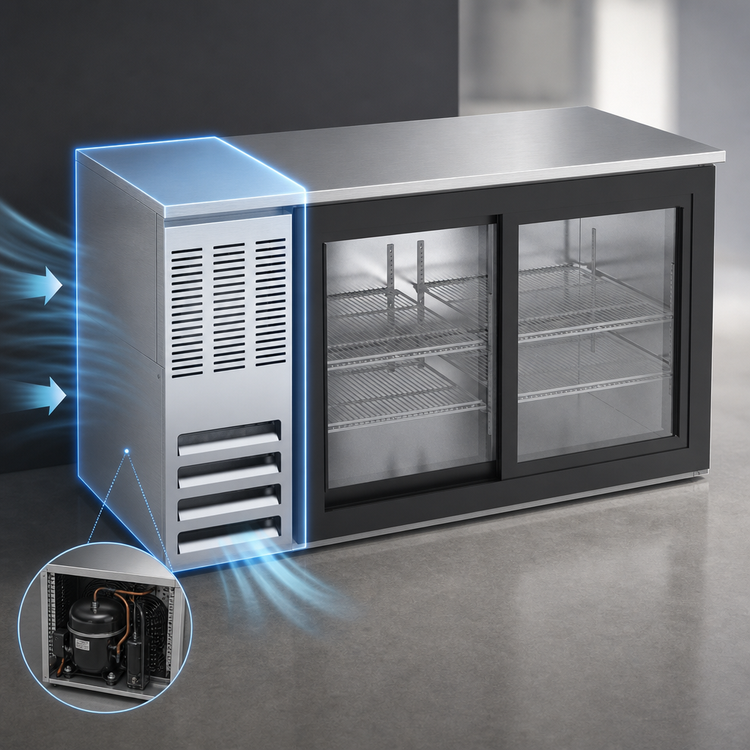 Product image #4 for Beverage-Air BB58HC-GS-S Two-Section 58-Inch Back Bar Refrigerator with Sliding Glass Doors
