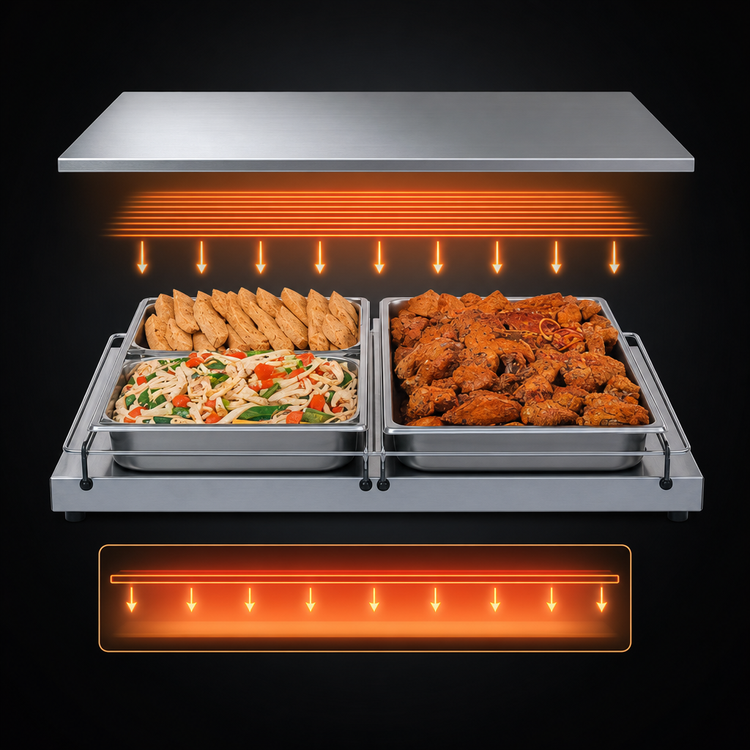 Product image #4 for Hatco Glo-Ray 24-Inch W x 9-3/4-Inch D Free-Standing Heated Shelf with Adjustable Thermostat and Stainless Steel Top
