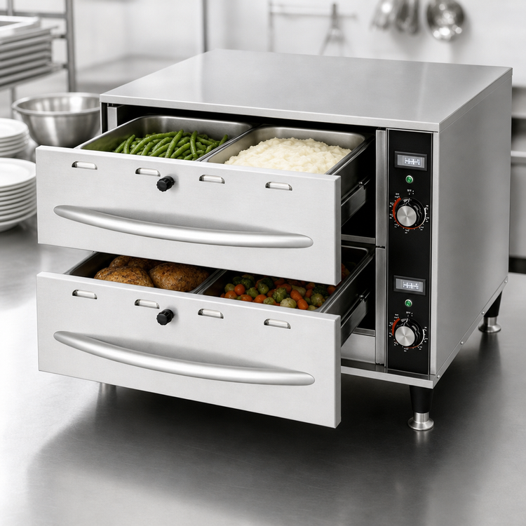 Product image #4 for Comstock-Castle Freestanding 2-Drawer Food Warming Drawer with Thermostatic Control