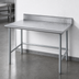 Thumbnail image #4 for Advance Tabco 108 Inch x 24 Inch 16 Gauge 304 Stainless Steel Work Table with 5 Inch Backsplash and Galvanized Base