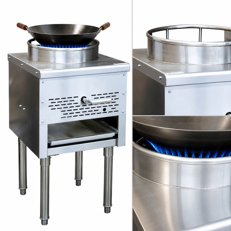 Product image #4 for Omcan USA Single Bowl Liquid Propane Wok Range with 13-Inch Wok Ring and 95,000 BTU Jet Burner