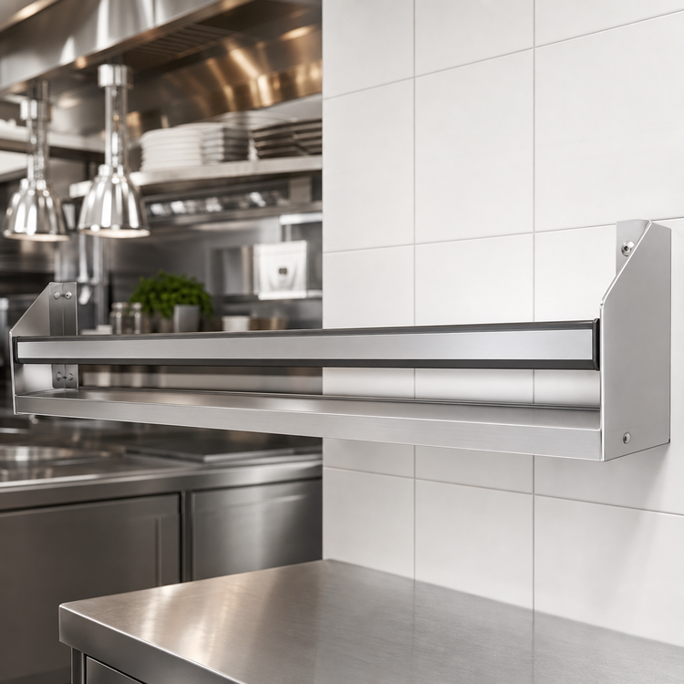 Product image #4 for Glastender 35-Inch Single Speed Rail, Stainless Steel, Open Step-and-Rail Design