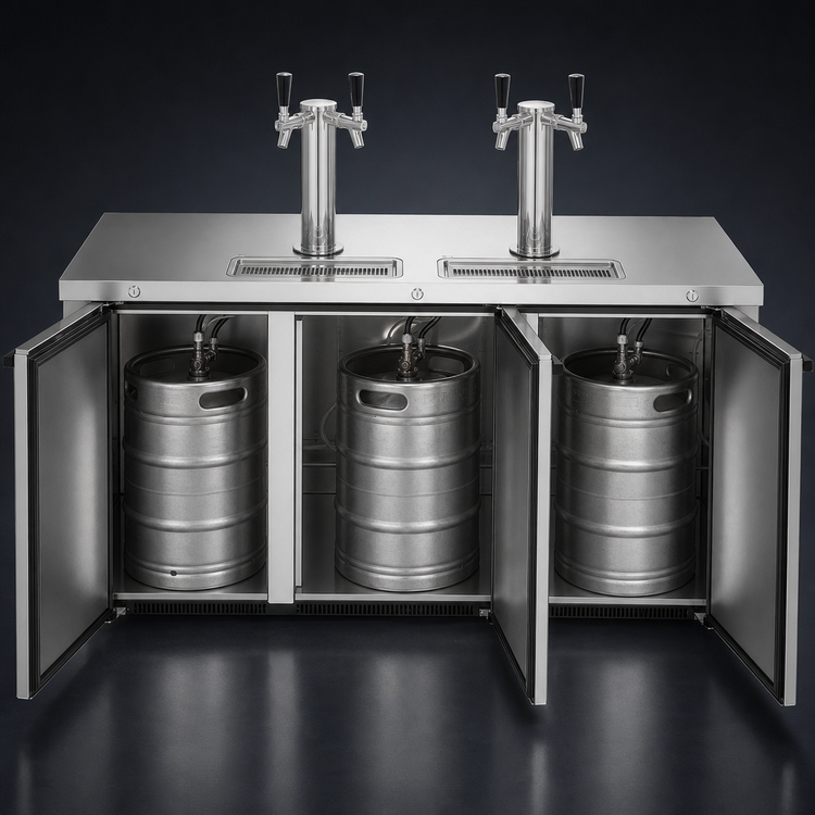Product image #4 for Beverage-Air 72-Inch Direct Draw Beer Dispenser with 3 Doors, 3-Keg Capacity, and Dual Faucet Towers