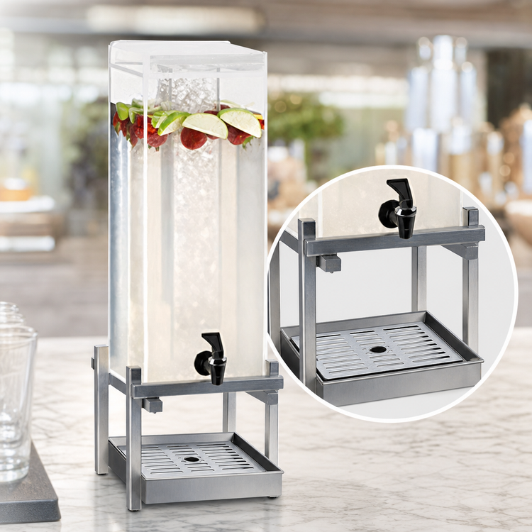 Product image #4 for Cal-Mil One by One Single 3 Gallon Acrylic Beverage Dispenser with Ice Chamber and Drip Tray