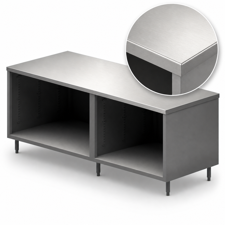Product image #4 for BK Resources CST-3096 96-Inch Stainless Steel Chef Table with Open Front Cabinet Base