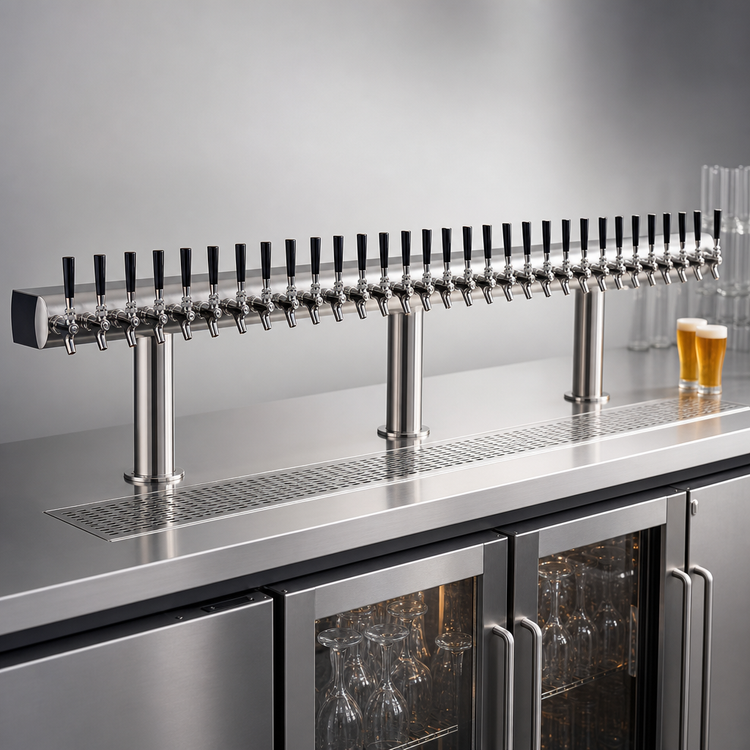 Product image #4 for Krowne Double T-Head 30-Faucet Glycol-Cooled Beer Tower, 90-Inch Box, Brushed Stainless Steel