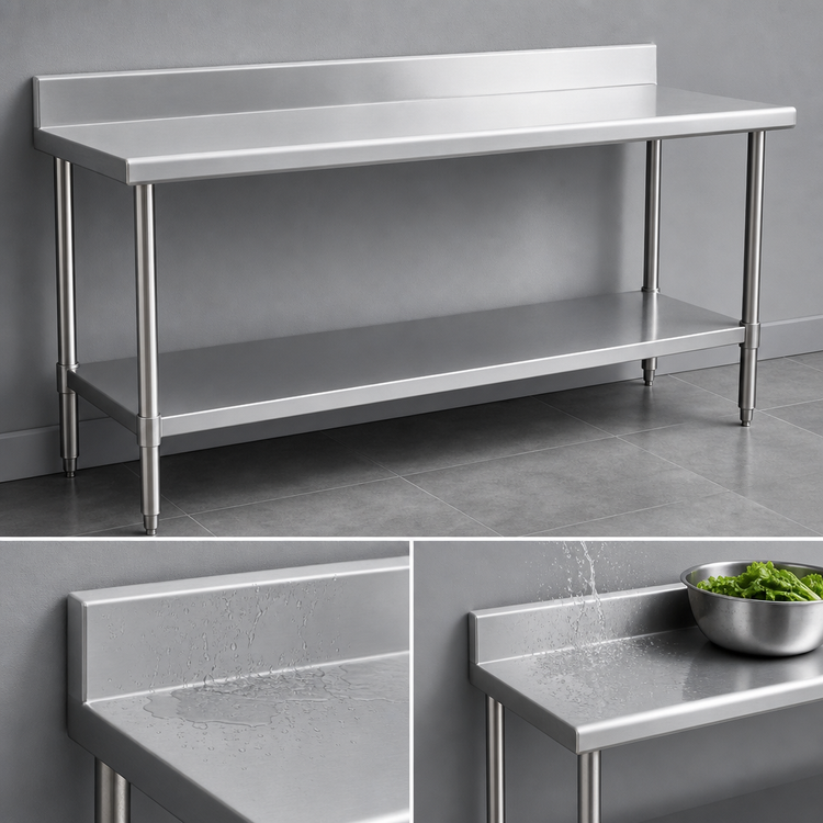 Product image #4 for Spec-Master Marine Series 84 In. x 36 In. Stainless Steel Work Table with 4-1/2 In. Backsplash and Adjustable Undershelf