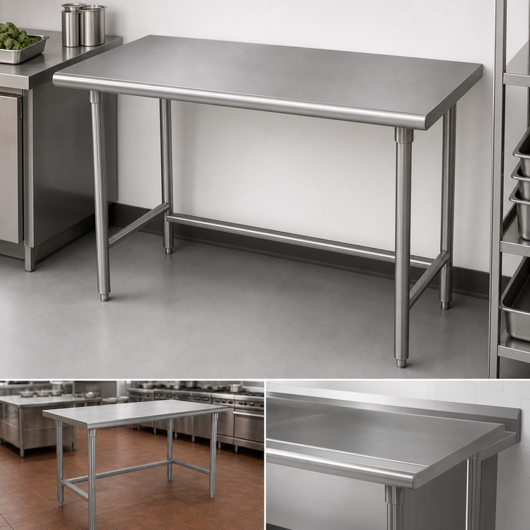 Product image #4 for Advance Tabco 84-Inch x 30-Inch 304 Stainless Steel Flat Top Open Base Work Table
