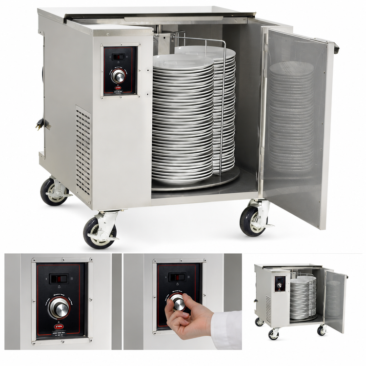 Product image #5 for Heated Rotary Plate Transport and Storage Cart for 12-Inch Plates, Up to 252 Capacity
