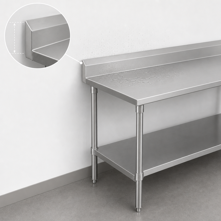 Product image #4 for John Boos Stallion 108-Inch x 24-Inch Stainless Steel Top Work Table with 5-Inch Backsplash and Undershelf