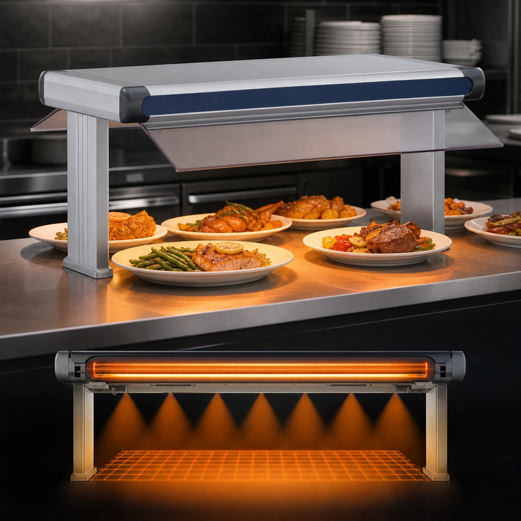 Product image #4 for Hatco Glo-Ray Designer Dual Infrared Strip Heater, 39-1/2-Inch Wide, 3-Inch Spacing, Aluminum, 14-Inch Stands
