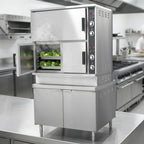 Thumbnail image #3 for Crown DCX-16 Two Compartment Direct Steam Convection Steamer with 36" Cabinet Base
