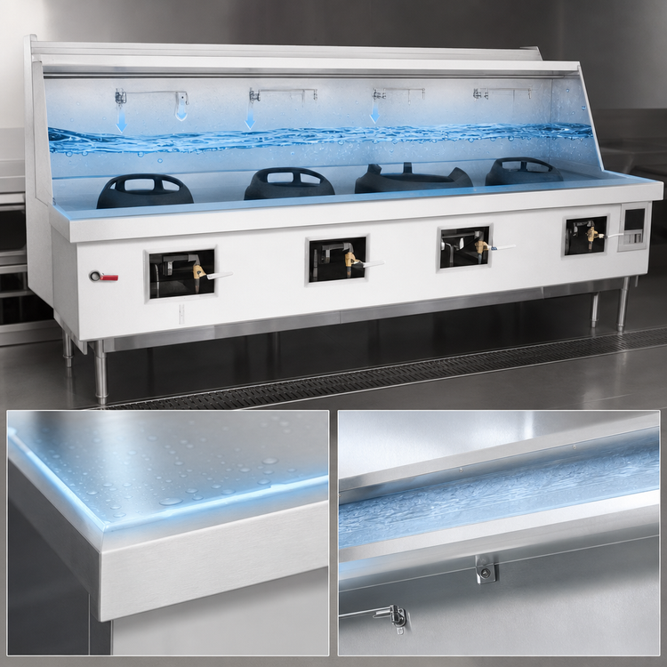 Product image #4 for York Y-4-STD 4-Chamber Gas Chinese Wok Range with Water-Cooled Top