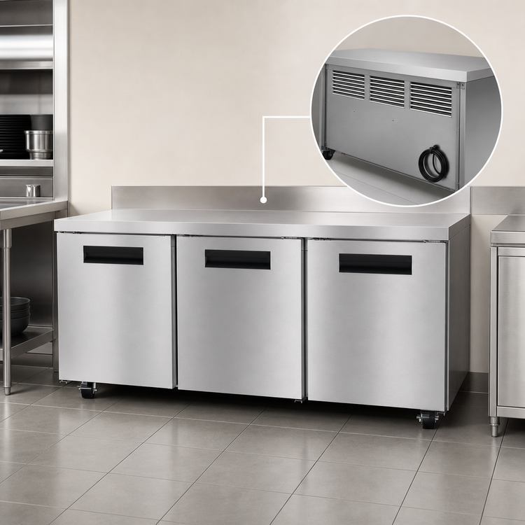 Product image #4 for Hoshizaki Steelheart 72-Inch Three-Section Undercounter Reach-In Refrigerator with Solid Doors