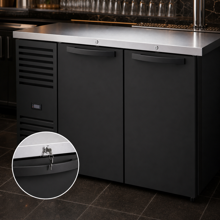 Product image #4 for True Premier Bar Two-Section 48-Inch Refrigerated Back Bar Cooler with Solid Hinged Locking Doors and Stainless Steel Top