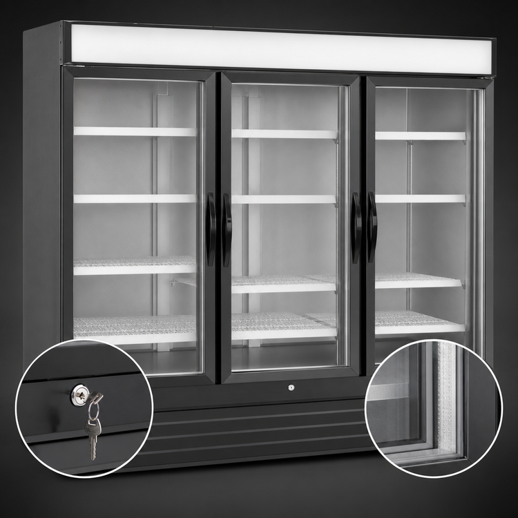 Product image #4 for Maxx Cold X-Series 72 Cu. Ft. Three-Section Glass Door Merchandiser Freezer — Triple-Pane Heated Glass Doors, Bottom-Mount Compressor