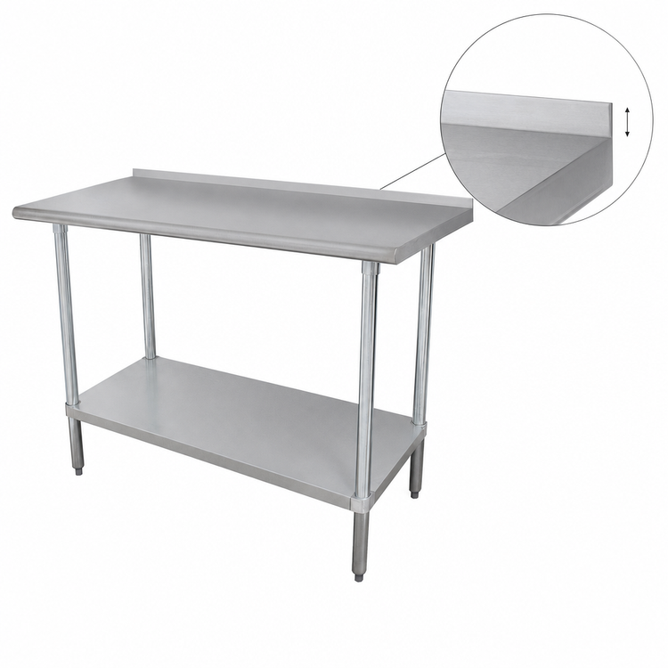 Product image #4 for Advance Tabco 84-Inch x 36-Inch Stainless Steel Work Table with 1-1/2-Inch Rear Splash and Adjustable Undershelf