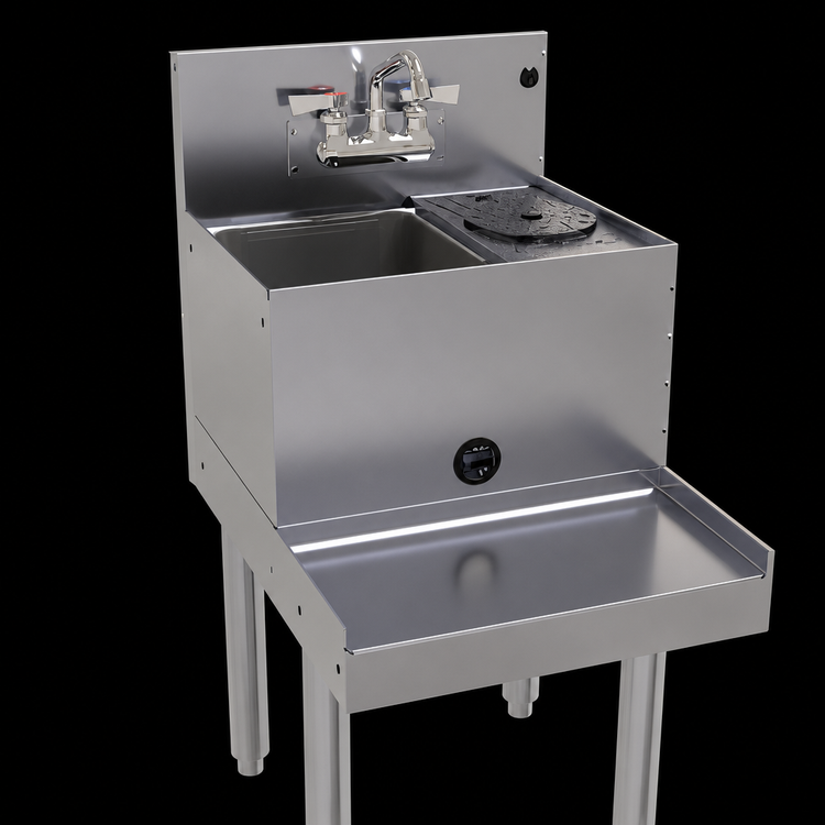 Product image #4 for Glastender Stainless Steel Freestanding Blender Station with Rinser Faucet and Sink, 18 Inch W x 24 Inch D