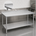 Thumbnail image #4 for Deluxe Series 16 Gauge 300 Series Stainless Steel Work Table with Rear Upturn and Adjustable Undershelf, 84 in. x 36 in.