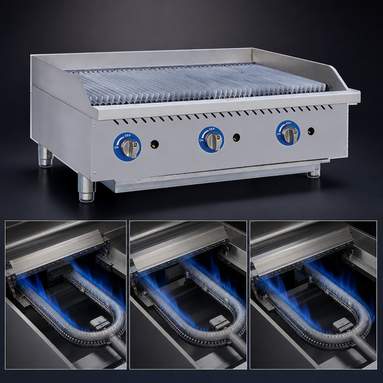 Product image #4 for Globe 36-Inch Heavy-Duty Gas Countertop Charbroiler with Cast Iron Grates and Radiant Covers