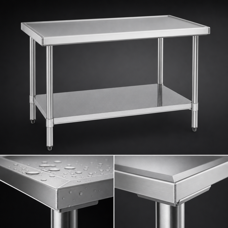 Product image #4 for Eagle Spec-Master Marine Series 84"W x 36"D Flat Top Stainless Steel Work Table with Adjustable Galvanized Undershelf