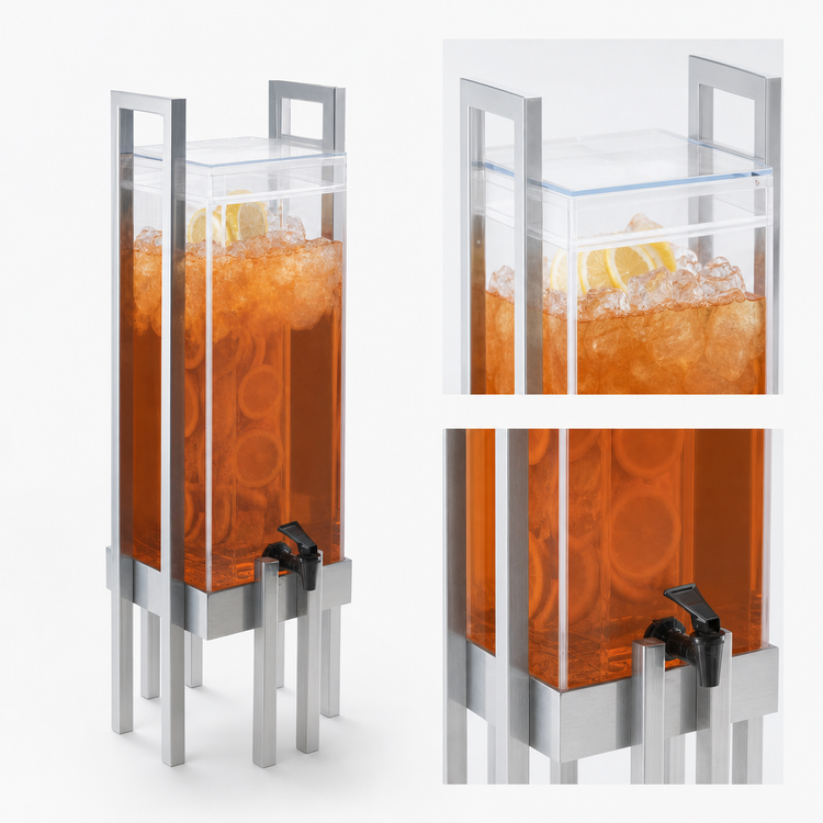 Product image #5 for One by One 3 Gallon Square Acrylic Beverage Dispenser with Ice Chamber and Handles