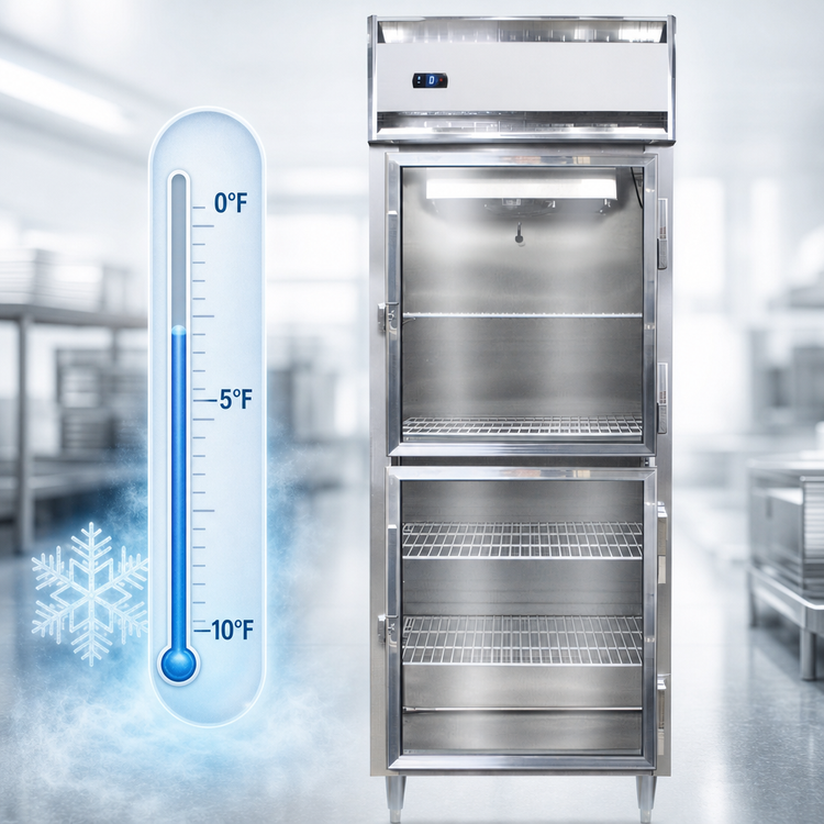 Product image #4 for Continental Refrigerator D1FESNGDHD Designer Line One-Section Extra-Wide Shallow Depth Reach-In Display Freezer with Half-Height Glass Doors