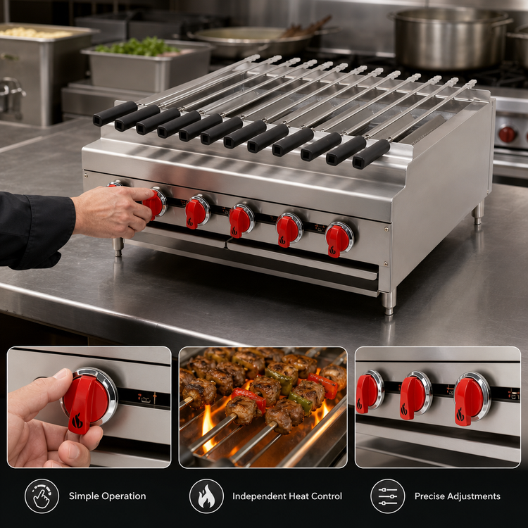 Product image #5 for American Range ARKB-36 36-Inch Countertop Gas Kebob Broiler with 6 Individually Controlled Burners