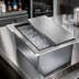Thumbnail image #4 for Steel Works Stainless 18 Inch x 18 Inch Insulated Drop-In Ice Bin with Sliding Cover, 65 lb. Capacity
